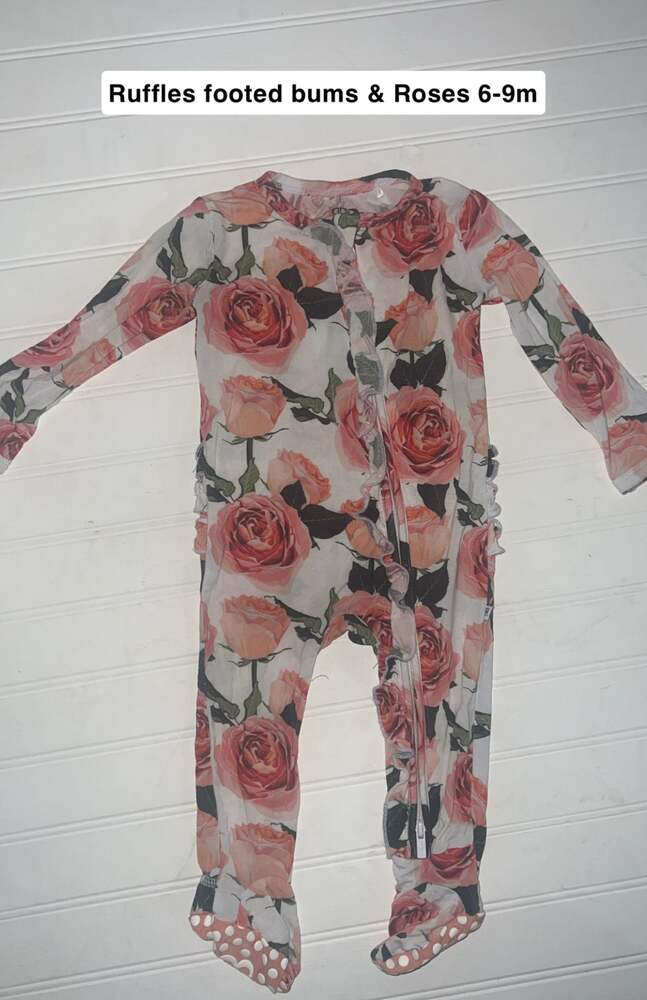 Bums & Roses Pink Floral Ruffle Footie Sleeper